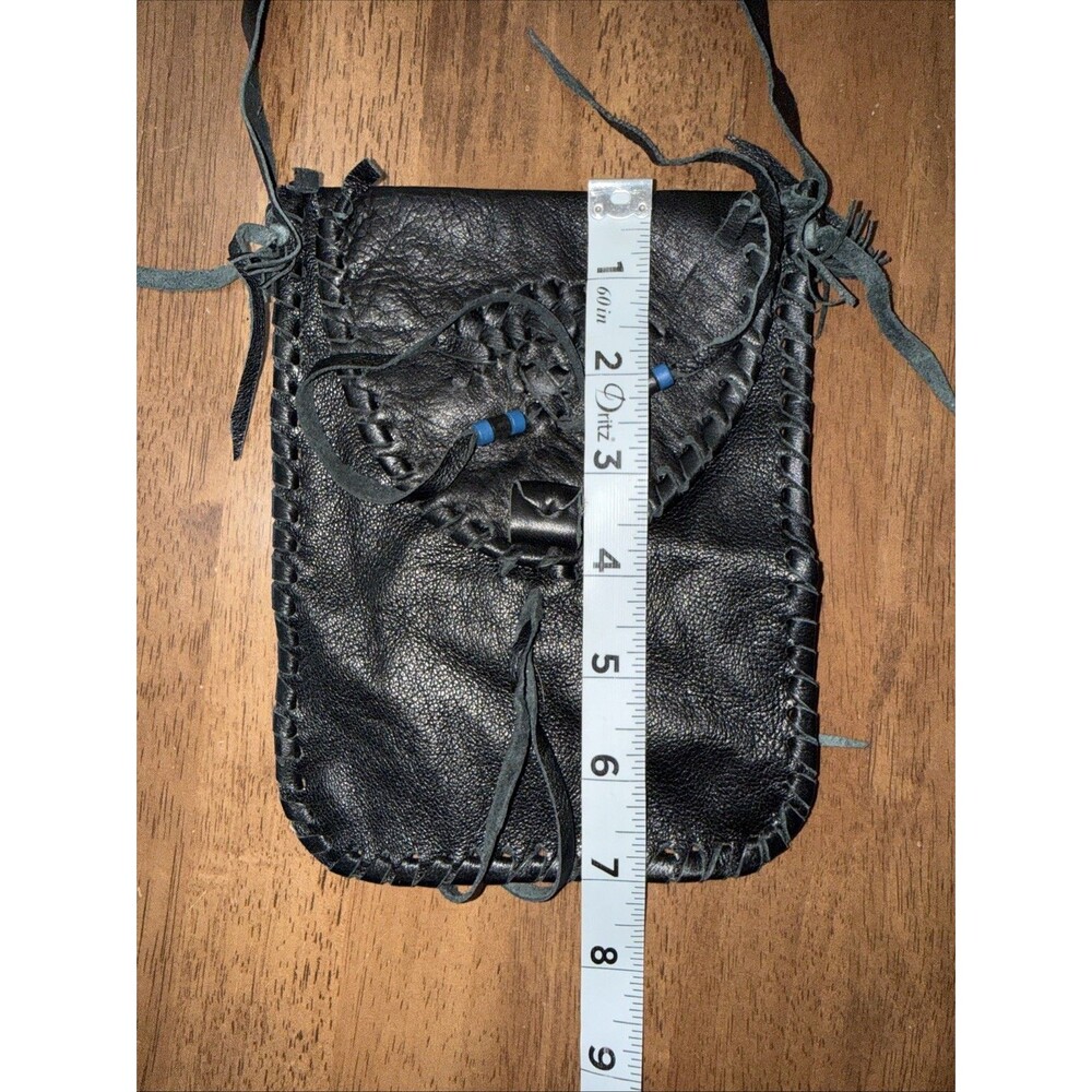 Boho Leather Bag Lot 2 Fringe Fur Shoulder Bag Mini Pouch Western Artisan Y2K - Picture 9 of 14